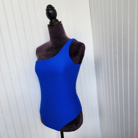 One Piece Swimsuit One Shoulder Royal Blue Women's Sz M Sw2 - Picture 3 of 13